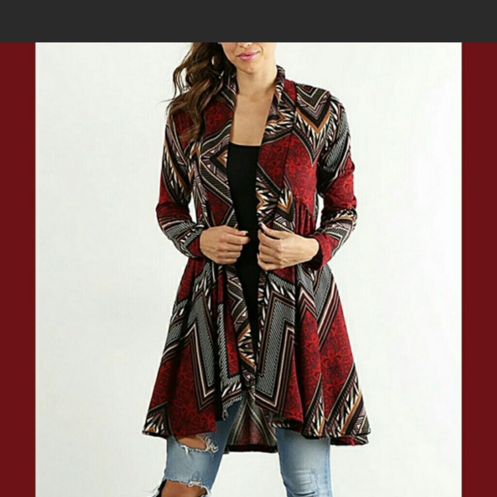 Magenta Chevron Shawl Cardigan